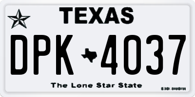 TX license plate DPK4037