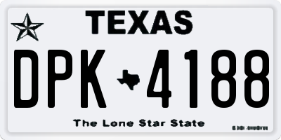 TX license plate DPK4188