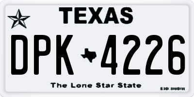 TX license plate DPK4226