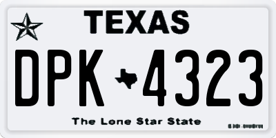 TX license plate DPK4323