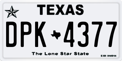 TX license plate DPK4377