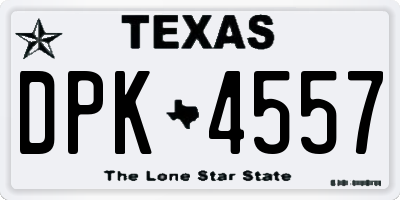 TX license plate DPK4557