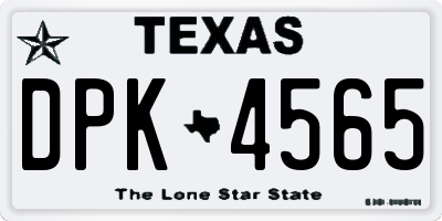 TX license plate DPK4565