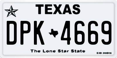 TX license plate DPK4669