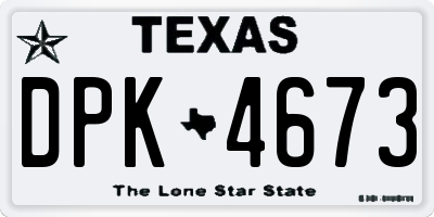 TX license plate DPK4673
