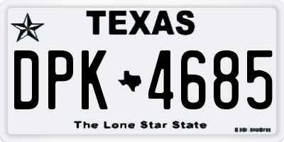 TX license plate DPK4685