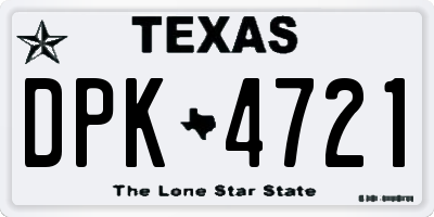 TX license plate DPK4721