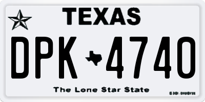 TX license plate DPK4740
