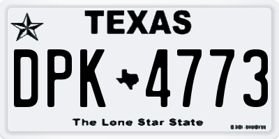 TX license plate DPK4773