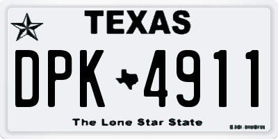 TX license plate DPK4911