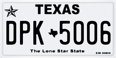 TX license plate DPK5006