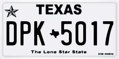 TX license plate DPK5017