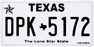 TX license plate DPK5172