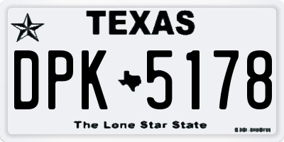 TX license plate DPK5178