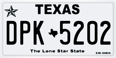 TX license plate DPK5202