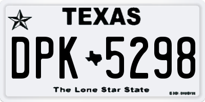 TX license plate DPK5298