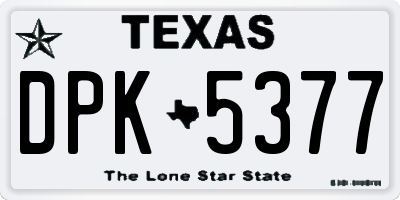 TX license plate DPK5377