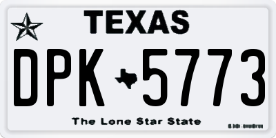 TX license plate DPK5773