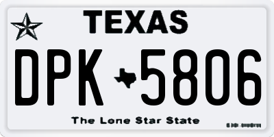 TX license plate DPK5806
