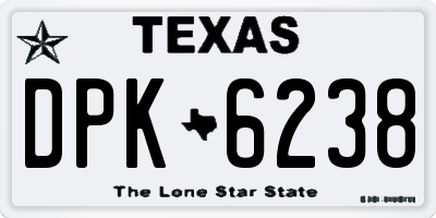 TX license plate DPK6238