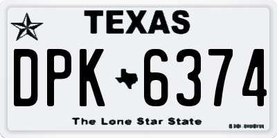 TX license plate DPK6374