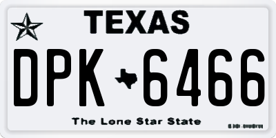 TX license plate DPK6466