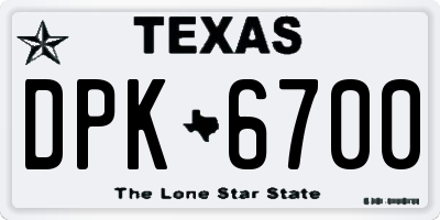TX license plate DPK6700