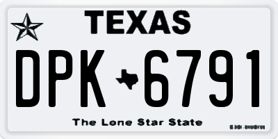 TX license plate DPK6791