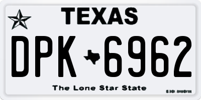 TX license plate DPK6962