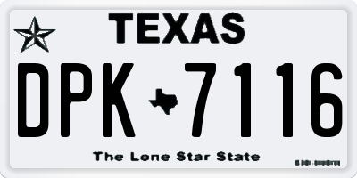 TX license plate DPK7116