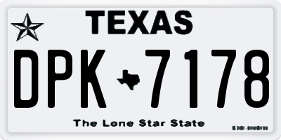 TX license plate DPK7178