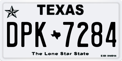 TX license plate DPK7284