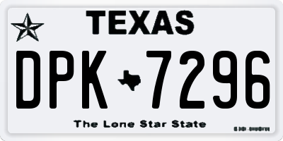 TX license plate DPK7296