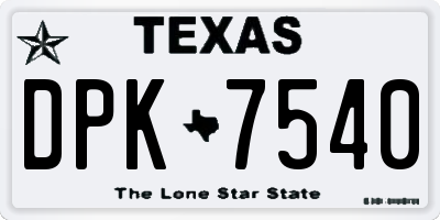 TX license plate DPK7540