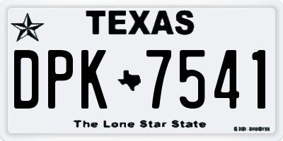 TX license plate DPK7541