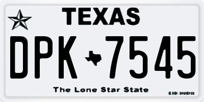 TX license plate DPK7545