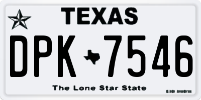 TX license plate DPK7546