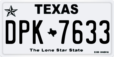 TX license plate DPK7633