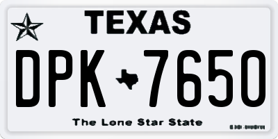 TX license plate DPK7650