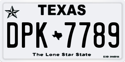 TX license plate DPK7789