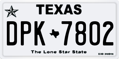 TX license plate DPK7802