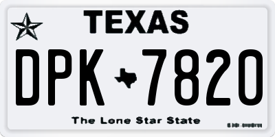 TX license plate DPK7820
