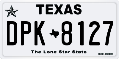 TX license plate DPK8127