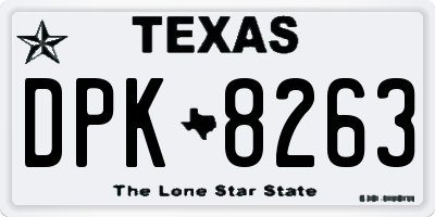 TX license plate DPK8263