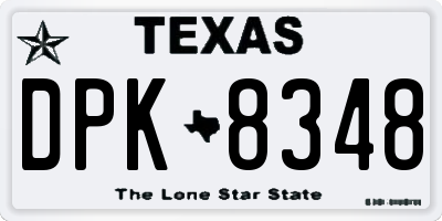 TX license plate DPK8348