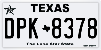 TX license plate DPK8378