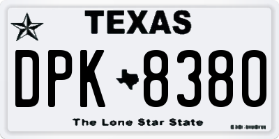 TX license plate DPK8380
