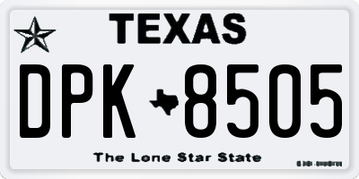 TX license plate DPK8505