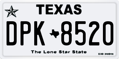 TX license plate DPK8520