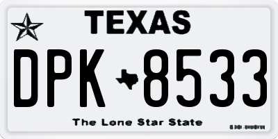 TX license plate DPK8533